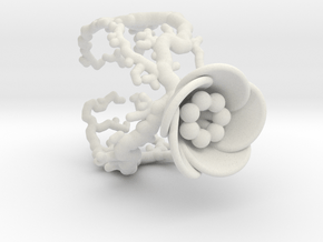 Half open flower ring (US sizes 10 – 13) in White Natural Versatile Plastic: 10 / 61.5