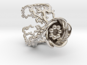 Half open flower ring (US sizes 10 – 13) in Rhodium Plated Brass: 10 / 61.5