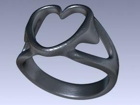 3-Heart Ring in White Natural Versatile Plastic
