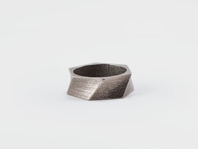 Twisted Ring in Polished Bronzed Silver Steel: 7 / 54