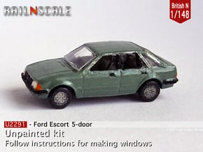 Ford Escort 5-door (British N 1:148) in Gray Fine Detail Plastic
