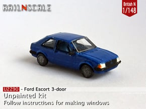 Ford Escort 3-door (British N 1:148) in Gray Fine Detail Plastic