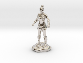 Female Human Fighter with Elven influenced armor. in Rhodium Plated Brass
