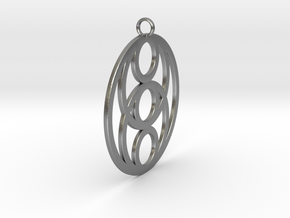 Pendant 6 Circles Ø ~ 43mm / 1.7 inches in Natural Silver