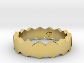 Hex Ringsaround Hexagon Geometric Ring Sizes 6-10 in Polished Brass: 6 / 51.5