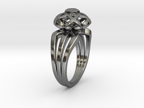 3-2 Enneper Curve Triple Ring (003) in Fine Detail Polished Silver