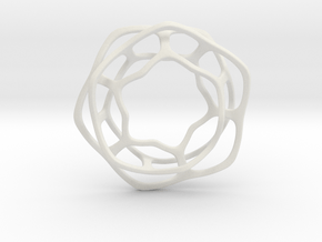 Hex Möbius, 48mm in White Natural Versatile Plastic