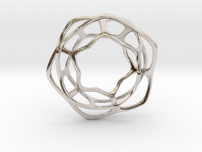 Hex Möbius, 48mm in Rhodium Plated Brass