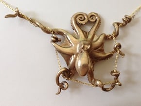 Octopus Pendant in Natural Brass