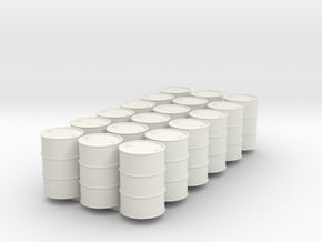 18 HO scale oil drums in White Natural Versatile Plastic