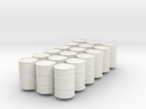 18 HO scale oil drums in White Natural Versatile Plastic