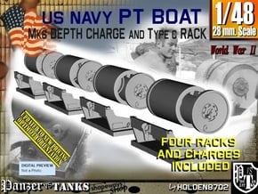 1/48 PT Boat Depth Charge w/ Rack Set001 in Tan Fine Detail Plastic