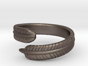 Feather Ring in Polished Bronzed Silver Steel: 5 / 49