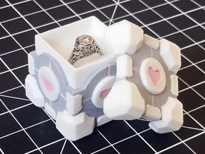Portal Companion Cube Ring Box in White Processed Versatile Plastic: Medium