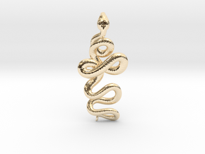 Kundalini Serpent Pendant 4.5cm in 14K Yellow Gold