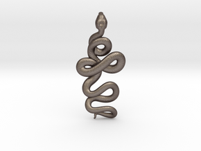 Kundalini Serpent Pendant 6.5cm in Polished Bronzed Silver Steel
