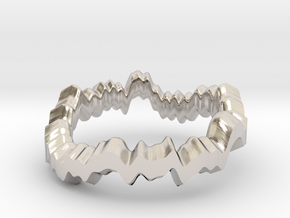 Noise ring II (US sizes 1.5 – 5.5) in Rhodium Plated Brass: 1.5 / 40.5