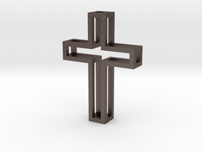 Silhouette Cross Pendant in Polished Bronzed Silver Steel