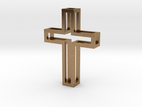 Silhouette Cross Pendant in Natural Brass
