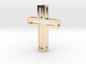Silhouette Cross Pendant in 14k Gold Plated Brass