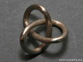 Classic Trefoil Knot 30mm in Polished Bronzed Silver Steel