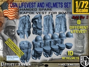 1/72 USN Hanged Lifevest and Helmets Set001 in Tan Fine Detail Plastic