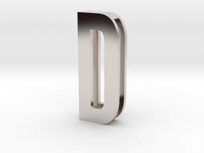 Choker Slide Letters (4cm) - Letter D in Rhodium Plated Brass