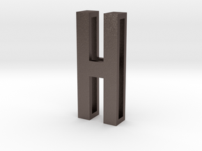 Choker Slide Letters (4cm) - Letter H in Polished Bronzed Silver Steel