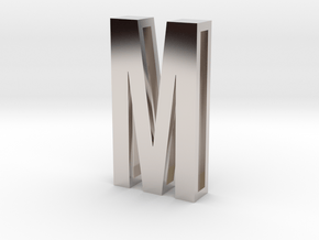 Choker Slide Letters (4cm) - Letter M in Rhodium Plated Brass