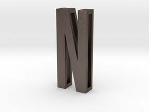 Choker Slide Letters (4cm) - Letter N in Polished Bronzed Silver Steel