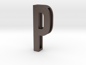 Choker Slide Letters (4cm) - Letter P in Polished Bronzed Silver Steel