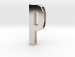 Choker Slide Letters (4cm) - Letter P in Rhodium Plated Brass