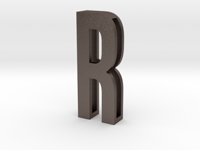 Choker Slide Letters (4cm) - Letter R in Polished Bronzed Silver Steel