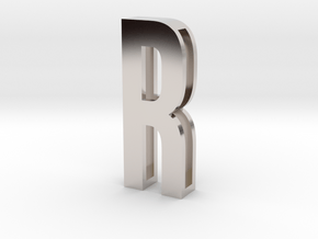 Choker Slide Letters (4cm) - Letter R in Rhodium Plated Brass