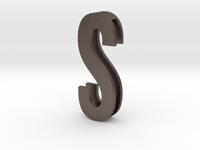 Choker Slide Letters (4cm) - Letter S in Polished Bronzed Silver Steel