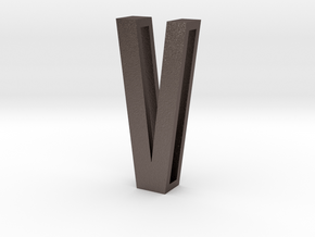 Choker Slide Letters (4cm) - Letter V in Polished Bronzed Silver Steel