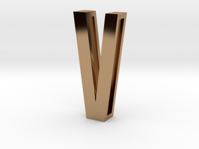 Choker Slide Letters (4cm) - Letter V in Polished Brass