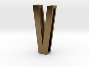 Choker Slide Letters (4cm) - Letter V in Polished Bronze