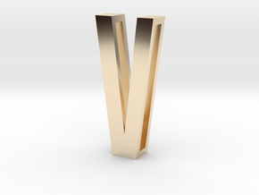 Choker Slide Letters (4cm) - Letter V in 14k Gold Plated Brass