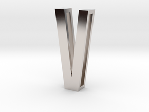 Choker Slide Letters (4cm) - Letter V in Rhodium Plated Brass