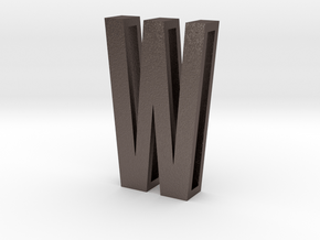 Choker Slide Letters (4cm) - Letter W in Polished Bronzed Silver Steel