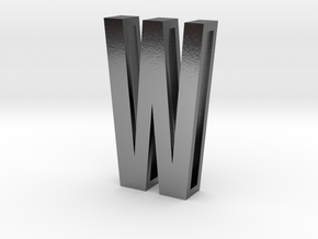 Choker Slide Letters (4cm) - Letter W in Polished Silver
