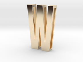 Choker Slide Letters (4cm) - Letter W in 14k Gold Plated Brass