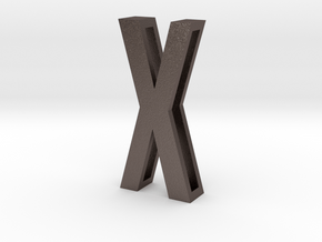 Choker Slide Letters (4cm) - Letter X in Polished Bronzed Silver Steel