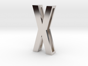 Choker Slide Letters (4cm) - Letter X in Rhodium Plated Brass