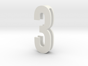 Choker Slide Letters (4cm) - Number 3 in White Natural Versatile Plastic