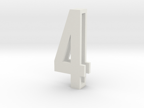 Choker Slide Letters (4cm) - Number 4 in White Natural Versatile Plastic