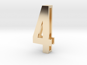 Choker Slide Letters (4cm) - Number 4 in 14k Gold Plated Brass