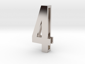 Choker Slide Letters (4cm) - Number 4 in Rhodium Plated Brass