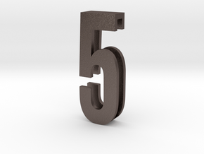 Choker Slide Letters (4cm) - Number 5 in Polished Bronzed Silver Steel